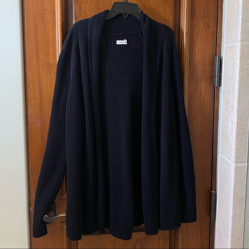 Vince long black open sweater
